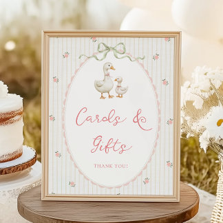 Vintage Gans Baby Shower Kaarten & Cadeaus Bord Poster