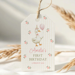 Vintage Gans Eerste Verjaardag Cadeaulabel