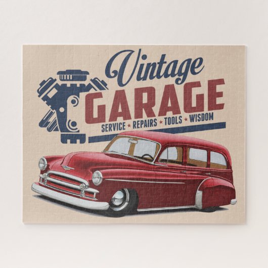 Vintage Garage Wagon Jigzaag Puzzle Legpuzzel (Horizontaal)