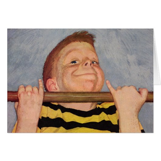 Vintage Garçon Doing Chin Ups, fitness et exercice (Devant horizontal)