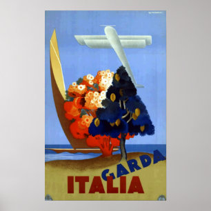 Vintage Garda Italie Europe Affiche de voyage aéri