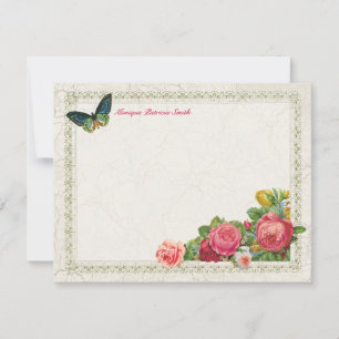 Vintage Garden Floral Cartes à Note Plat Personnal