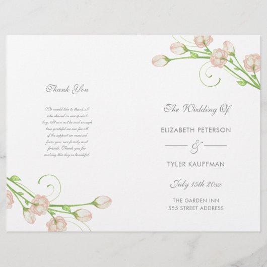 Vintage Garden Roses - programme de mariage (Devant)