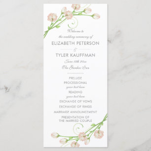 Vintage Garden Roses programme de mariage