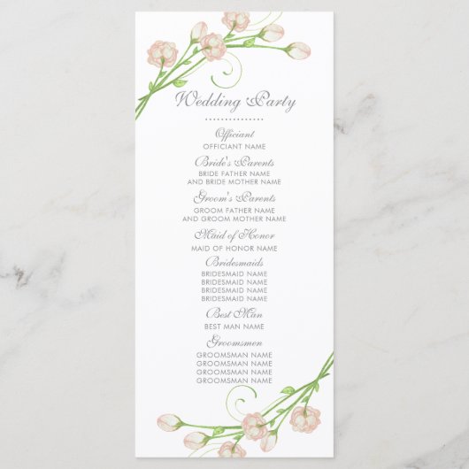 Vintage Garden Roses programme de mariage (Dos)