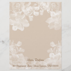 Vintage Gardenia Letterhead Stationery Gepersonaliseerd Briefhoofd