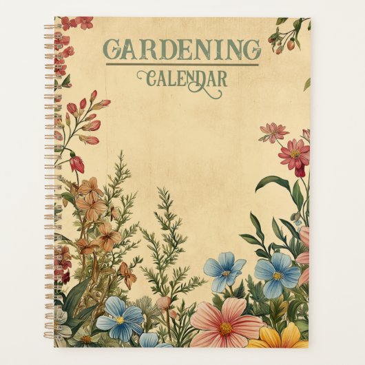 Vintage Gartenarbeit Blumen Gartenplaner Kalender Planner (Voorkant)
