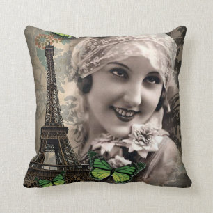 vintage gatsby : deco groene vlinder kussen