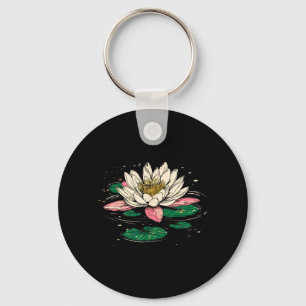 Vintage geboortebloem waterlelie lotus tuin juli sleutelhanger