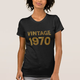 Vintage Geboren in 1970 Zwart-Goud Verjaardag T-shirt