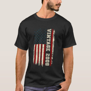 Vintage Geboren in 2009 Amerikaanse Vlag 16e Verja T-shirt