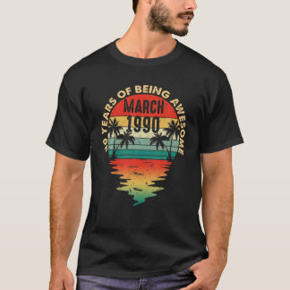 Vintage geboren in maart 1990 30-jarige Aweso T-shirt