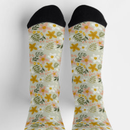Vintage gedempte bloem botanische naadloos patroon sokken