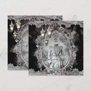 Vintage Geestverschijning Dames Halloween Dinnerpa Kaart