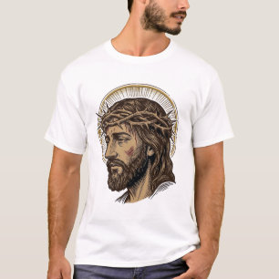 Vintage gegraveerd kroon van doornen portret shirt