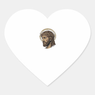 Vintage Gegraveerde Kroon van Doornen Portret Shir Hart Sticker