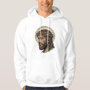 Vintage Gegraveerde Kroon van Doornen Portret Shir Hoodie
