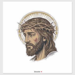 Vintage Gegraveerde Kroon van Doornen Portret Shir Sticker