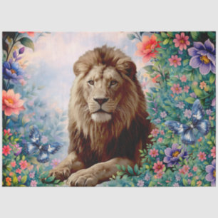 Vintage geïnspireerde tropische jungle leeuw decou tissuepapier