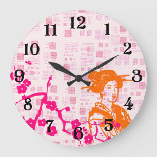 Vintage Geisha Collage Grote Klok