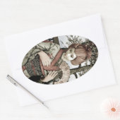 Vintage Geisha Ovale Sticker (Envelop)
