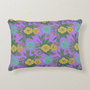 "Vintage Gele & Mint Bloemen" Accent Kussen
