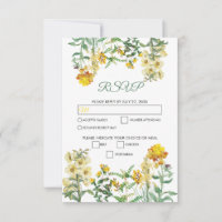 Vintage gele Waterverf Floral Botanical Wedding