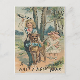 Vintage Gelukkig Nieuwjaar - Victoriaans Briefkaart