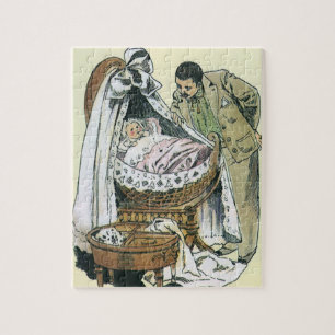 Vintage Gelukkig Vaderdag, Victoriaanse babywieg Legpuzzel