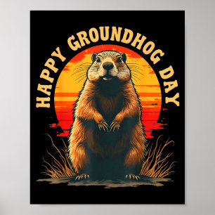 Vintage Gelukkige Groundhog Day 2025 Grappige Wood Poster