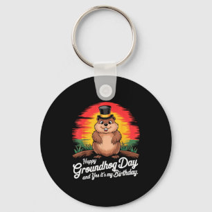 Vintage Gelukkige Groundhog Day Ja het is mijn ver Sleutelhanger
