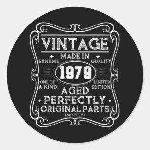 Vintage gemaakt in 1979 Retro Classic Ronde Sticker