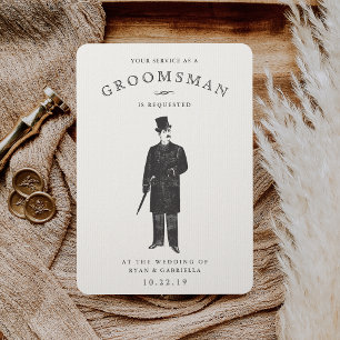 Vintage Gent   Groomsman-verzoekkaart Kaart