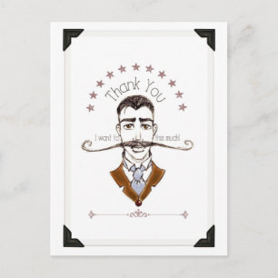 Vintage Gentleman Mustache Dank u voor uw postkaar Briefkaart