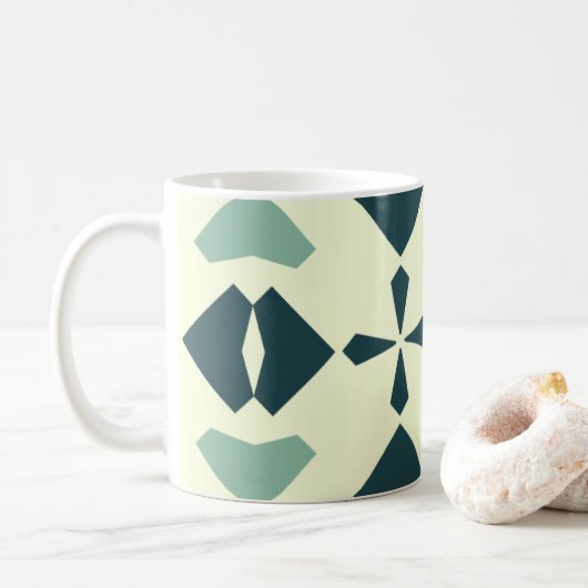 Vintage Geometric Pattern Koffiemok (Met donut)