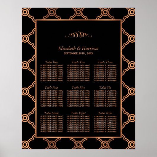 Vintage Géométrique Art Déco Gatsby Siège Mariage (Devant)