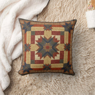 vintage geometrisch quiltblok kunstpatroon kussen