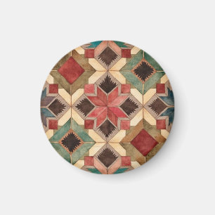 vintage geometrisch quiltblok kunstpatroon magneet