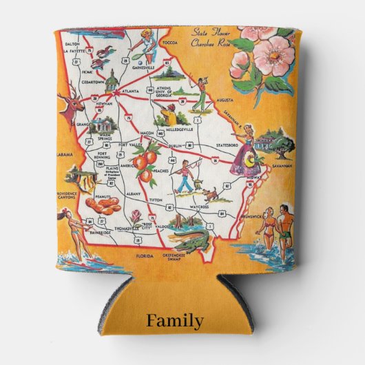 Vintage Georgia Map Blikjeskoeler (Voorkant)