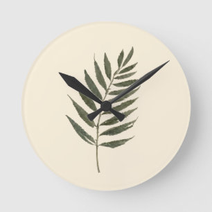 Vintage geperste varenblad neutrale beige crème ronde klok