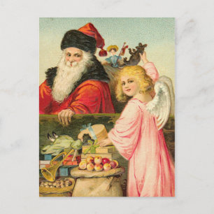 Vintage German Santa Postcard Feestdagenkaart