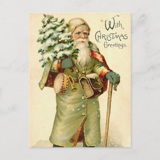 Vintage German Santa Postcard Feestdagenkaart (Voorkant)