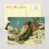 Vintage German Santa Postcard Feestdagenkaart (Voorkant / Achterkant)