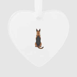 Vintage German Shepherd Back View Dog Illustration Ornament