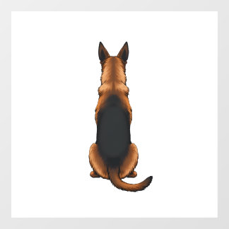 Vintage German Shepherd Back View Dog Illustration Raamsticker