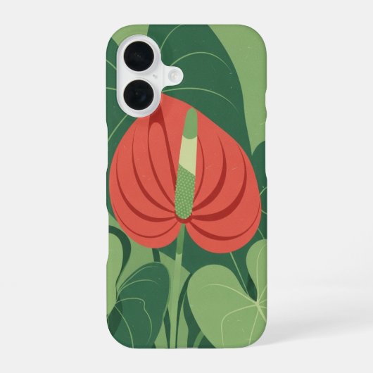 Vintage gestileerde Anthurium iPhone 16 Hoesje (Achterkant)