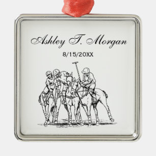 Vintage gestileerde polowedstrijd tekening #1 Zwar Metalen Ornament