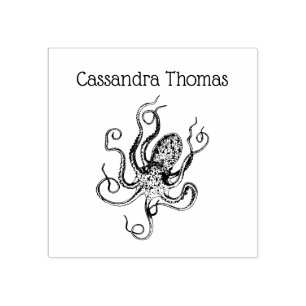 Vintage gestileerde tekening van een octopus #1 rubberstempel