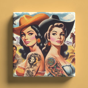 Vintage Getatoeëerde Cowgirls Stenen Onderzetter