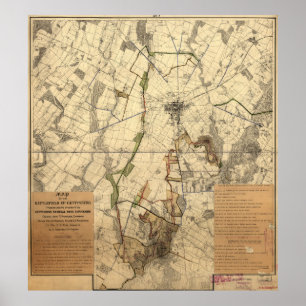 Vintage Gettysburg-slagveldkaart (1898) Poster